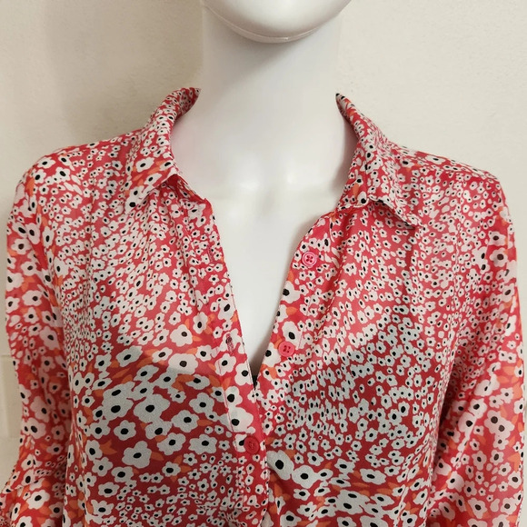 Pink and white Caffè Marrakech 3/4 sleeve blouse size medium - Picture 2 of 11